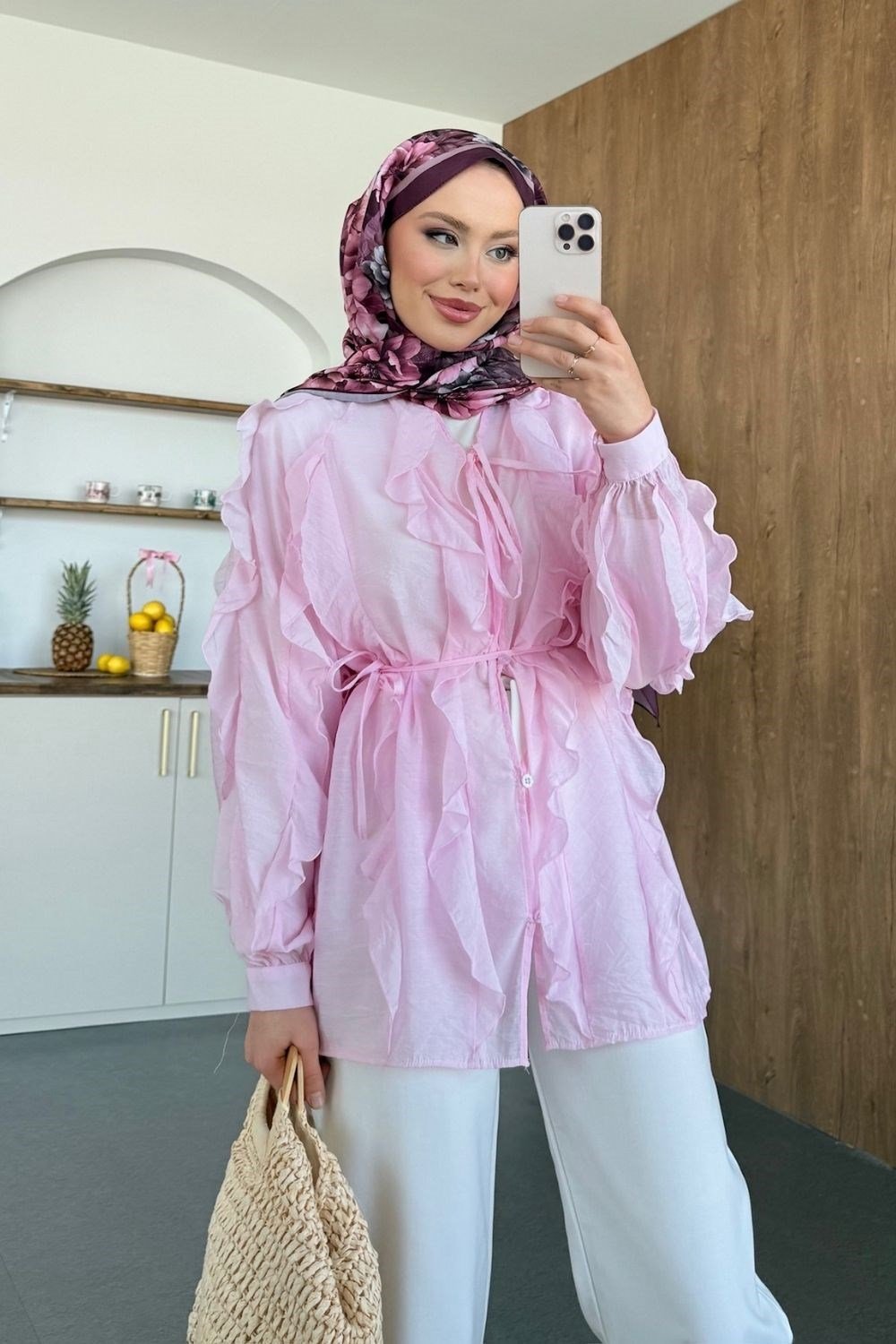 Fırfırlı Gömlek Pembe